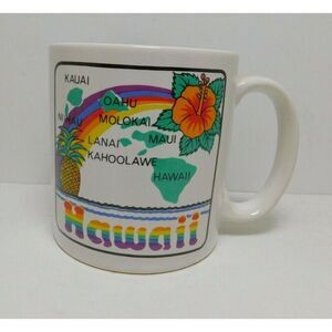 Hawaii Hilo Hattie Vintage Coffee Cup Mug Pineapple‎ Rainbow Floral Islands Maui